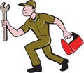 Mechanic Spanner Toolbox Running Cartoon