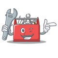 Mechanic tool box character cartoon