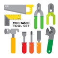 COLORFUL MECHANIC TOOL SET ON WHITE BACKGROUND Royalty Free Stock Photo