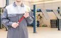 Mechanic with torque wrench. Royalty Free Stock Photo