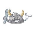 Mechanic viking helmet in the a cartoon