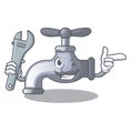 Mechanic water tap in shape wooden cartoon