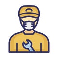 Mechanic Wearing mask Vector Icon which can easily modify or edit