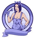 Mechanic woman and circle background