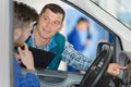 mechanic working on car enginee Royalty Free Stock Photo