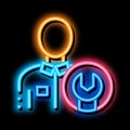 Mechanic Wrench neon glow icon illustration