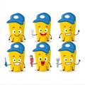 mechanic yellow chalk cute mascot character with pliers