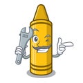 Mechanic yellow crayon isolated in the mascot