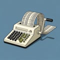 Mechanical adding machine is depicted with a roll of printed Royalty Free Stock Photo
