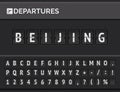 Flip airport board displays flight departure destination in Asia Beijing . Vector illustration