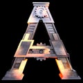 Mechanical alphabet made from iron.