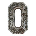 Mechanical alphabet made from rivet metal with gears on white background. Number 0. 3D