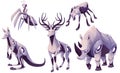 Mechanical animals, deer, kangaroo, rhinoceros