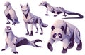 Mechanical animals, eagle, panda, dog, seal robots