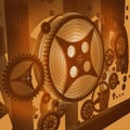 A Mechanical Background with Gears Royalty Free Stock Photo