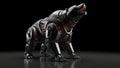 Mechanical Bear Robot Roaring with Red Light Accents on Glossy Black Surface - Industrial Design, Robotics, Animalistic Royalty Free Stock Photo
