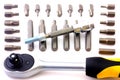 Mechanical bit tool set isolated on white background Royalty Free Stock Photo