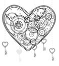 Mechanical black Valentine heart