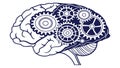Mechanical brain with gears, symbolizing intelligence, complex thought, and innovation. vector design Generative AI Royalty Free Stock Photo