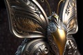 Mechanical butterfly with silver and gold details in rococo style - Generative AI.