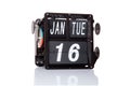 Mechanical calendar retro date isolated.