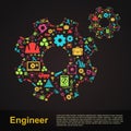 Mechanical and civil engineering gear shape infographic banner t