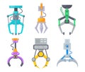 Mechanical claw toy. Grabbing machine tool robotic grabber or industrial factory crane robot metal arm grab cable