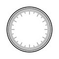 Mechanical clock face, bezel. Watch dial with minute and hour marks. Timer or stopwatch element. Blank measuring circle Royalty Free Stock Photo