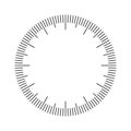 Mechanical clock face, bezel. Watch dial with minute and hour marks. Timer or stopwatch element. Blank measuring circle Royalty Free Stock Photo