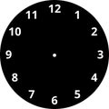 Mechanical clock faces with arabic numerals, bezel. Blank measuring circle scale. Timer or stopwatch. Vector illustration