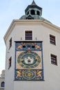 Mechanical clock on a tower of the Ducal Castle in Szczecin, Poland, former seat of the dukes of Pomerania-Stettin