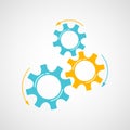 Orange and blue cog and gear development concept Royalty Free Stock Photo