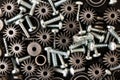 Mechanical components on black background. Industrial objects Royalty Free Stock Photo