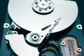 Mechanical components of the hard disk. Recover deleted files and information