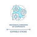 Mechanical components shredding concept icon