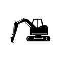 Mechanical digger or excavator icon black and white Royalty Free Stock Photo