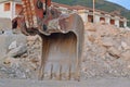 A mechanical diggers arm and bucket Royalty Free Stock Photo