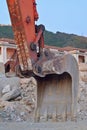 A mechanical diggers arm and bucket Royalty Free Stock Photo