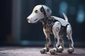 A mechanical dog android. State-of-the-art tech. The notion of synthetic intelligence. Generative AI