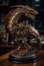 Mechanical Dragon Steampunk Style Display with Ultra-Detailed Realism. Perfect for Posters and Web.