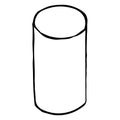 Cylinder. Sketch, hand drawing. Black outline on white background. Vector illustration