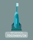 Mechanical, Electric Toothbrush Flat Illustration