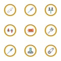 Mechanical and electrical parts icons set, cartoon style Royalty Free Stock Photo