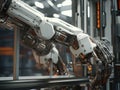 Mechanical Elegance: 3D Render of Robotic Assembly in Cutting-Edge Factory