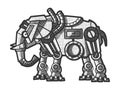 mechanical elephant robot sketch vector