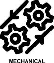 mechanical, engine, engineering, machine, gears, cogs outline icon Royalty Free Stock Photo
