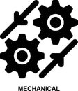 mechanical, engine, engineering, machine, gears, cogs solid glyph icon Royalty Free Stock Photo