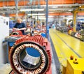 Mechanical engineering: closeup of electric motors in production