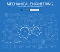 Mechanical Engineering concept with Doodle design style Royalty Free Stock Photo