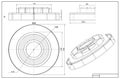 Mechanical engineering drawing and 3d sketch. Technical plan